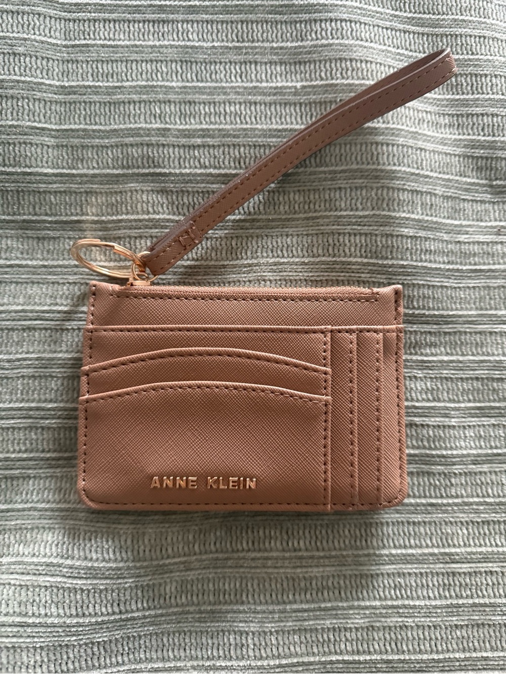Anne Klein Tan Cardholder Wristlet with Gold Hardware